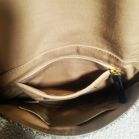 Talbots Packable Paper-Straw Crossbody Bag in Blue /White - Adjustable Strap - Picture 6 of 13